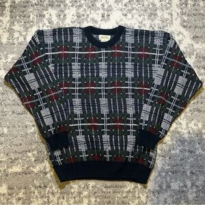 Vintage Men’s St. John's Bay Patterned Heavyweight Crewneck Sweater